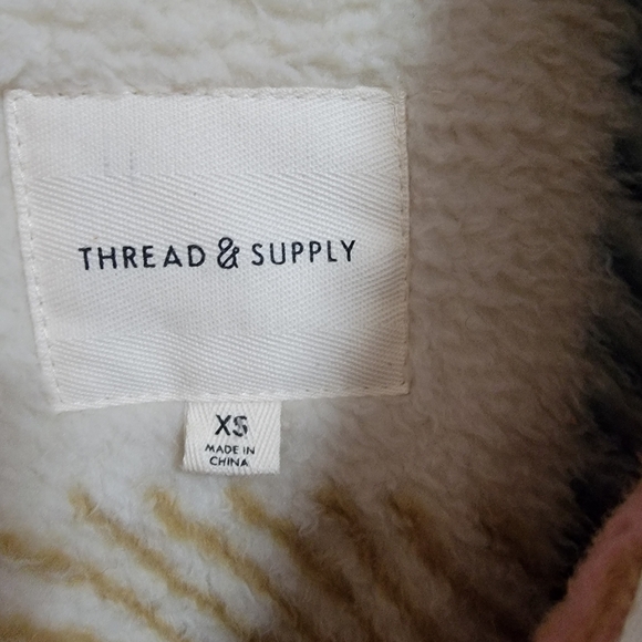 Thread and Supply Multi Color Plaid Fleece Jacket. - Picture 2 of 4